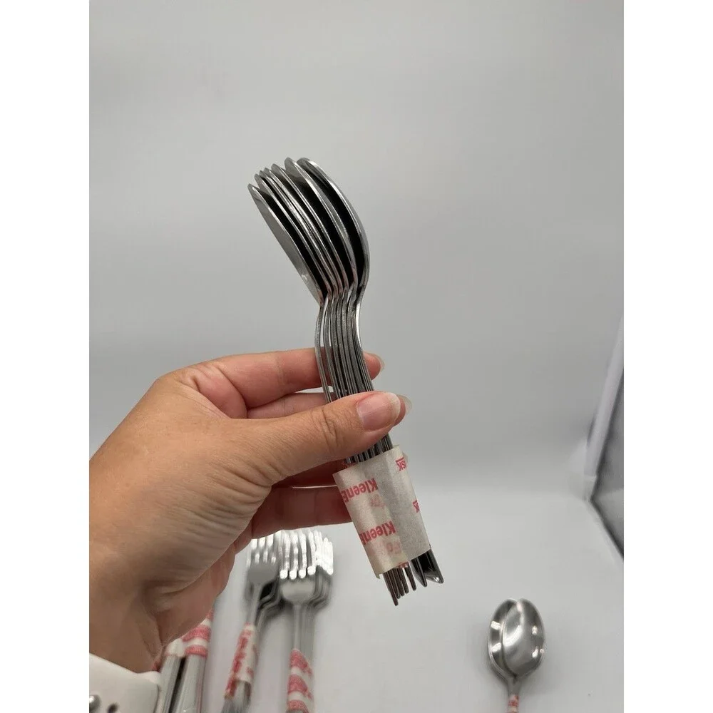 Vtg 36 PC Oneida Flatware Set Ledges Stainless Geometric Fork Knife Spoon MCM